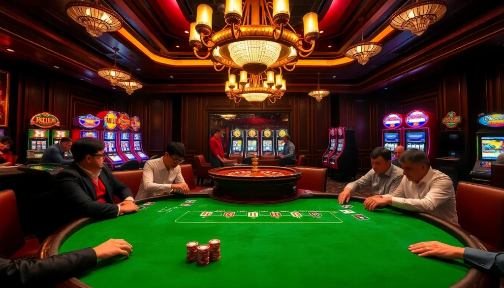 Experience the thrill of 58WIN with an engaging casino scene featuring exciting poker and roulette action.