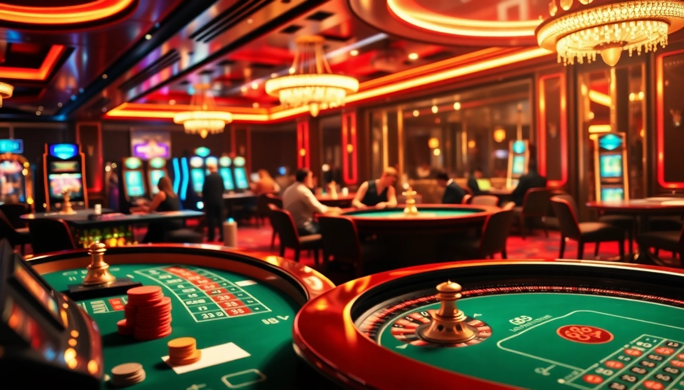 88AA casino scene with players engaging in thrilling card games at elegantly designed tables.