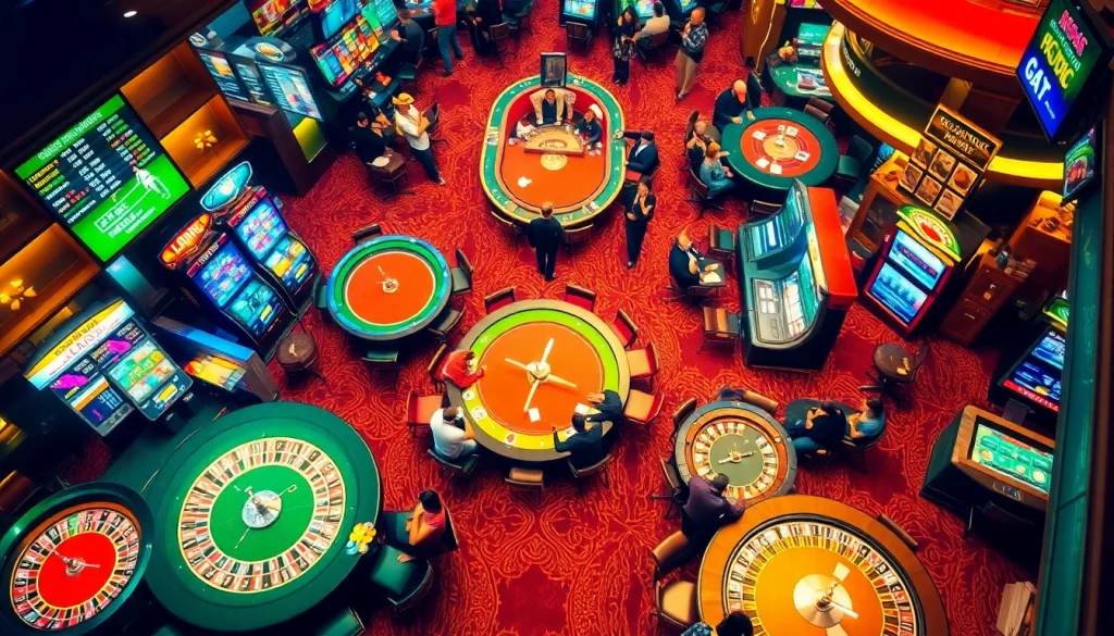 Experience the excitement of gambling at luongsontv42.com with lively casino tables and players in action.