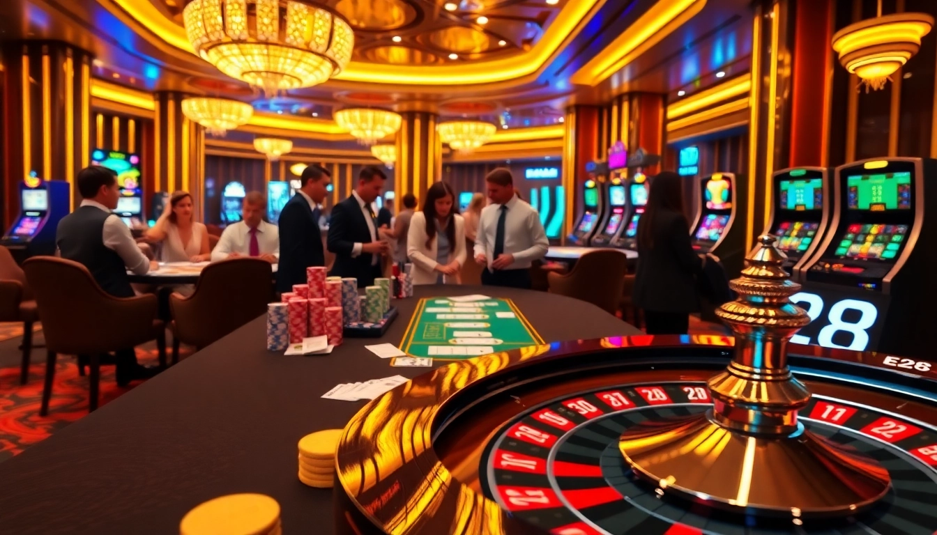 E28 highlights an exciting poker game at a casino table filled with vibrant chips and cards.