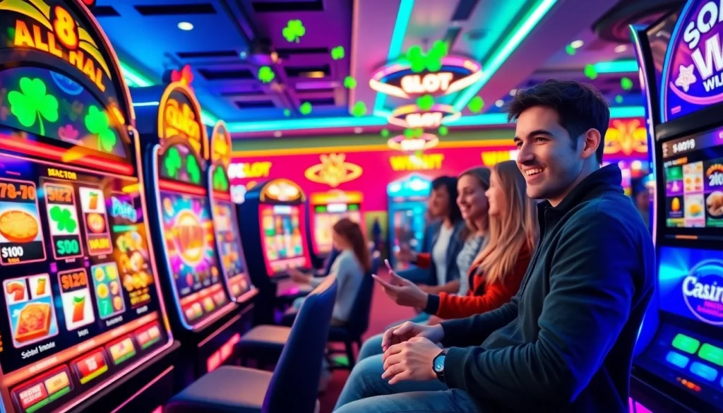 Exciting scene of slot hoki gameplay with vibrant colors and dynamic players.